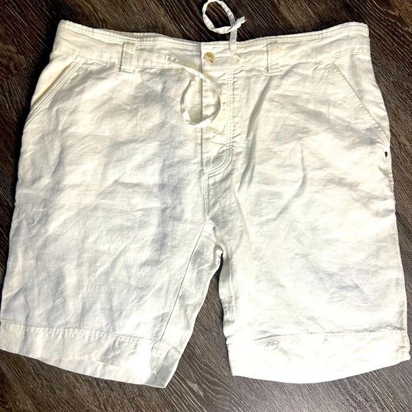Murano - 100% Linen White Drawstring Shorts Summer Casual Beach Lightweight - Picture 1 of 7